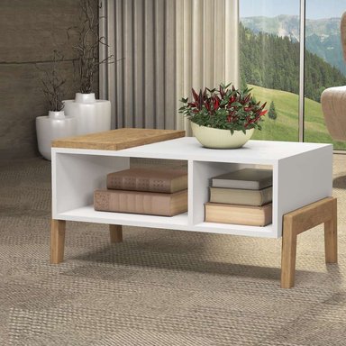 MESA DE CENTRO MODERNA TU MESITA PLATÓN COLOR BLANCO