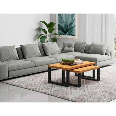 MESA DE CENTRO FUNCIONALES  SET X 2 TU MESITA ARTUR COLOR DUNA/NEGRO