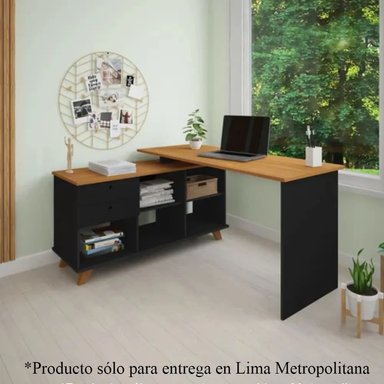 ESCRITORIO MODERNO TU MESITA ALANA 145 CM X 128 CM NEGRO/DUNAEN L