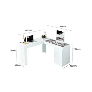 ESCRITORIO TU MESITA ALTAIR 136 CM X 136 CM BLANCO TOCADOR EN L - 2