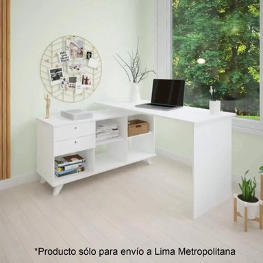 ESCRITORIO MODERNO TU MESITA ALANA 145 CM X 128 CM BLANCO EN L