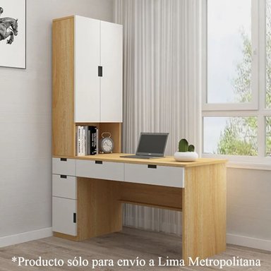 ESCRITORIO JUVENIL TU MESITA SONIC 110 CM X 55 CM DUNA/BLANCO CON REPISAS