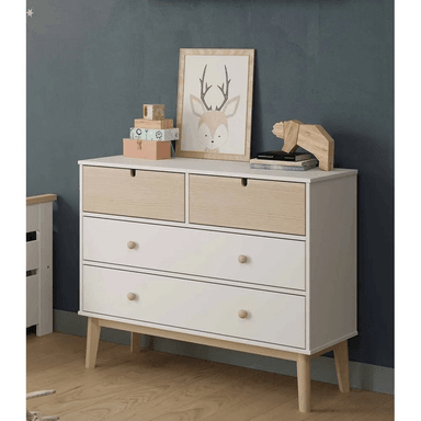 COMODA TU MESITA ATHALA MODERNA DUNA 4 CAJONES BLANCO