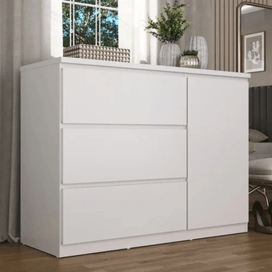 COMODA TU MESITA FARRELL CLASICA FARREL 1 PUERTA 3 CAJONES BLANCO