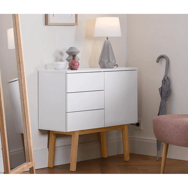 COMODA TU MESITA PORTMAN MULTIUSOS 1 PUERTA 3 CAJONES BLANCO