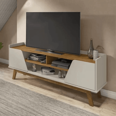 MUEBLE PARA TV TU MESITA LAUREANO MODERNA 2 PUERTAS BLANCO DUNA