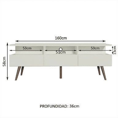 MUEBLE PARA TV TU MESITA DRAGO 3 CAJONES BLANCO - 4