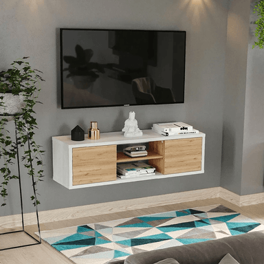 MUEBLE PARA TV TU MESITA SANTY FLOTANTE 2 PUERTAS BLANCO DUNA
