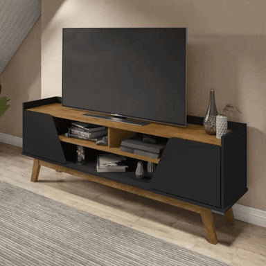 MUEBLE PARA TV TU MESITA LAUREANO MODERNA 2 PUERTAS NEGRO DUNA