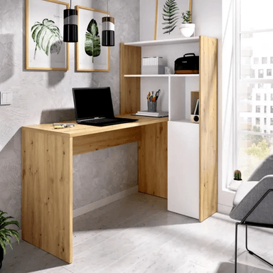 ESCRITORIO TU MESITA ASTON 110 CM X 82 CM DUNA/BLANCO PRÁCTICO CON ESTANTES