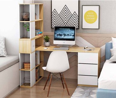 ESCRITORIO MODERNO TU MESITA MELLY 175 CM X 85 CM DUNA/BLANCO CON ESTANTES