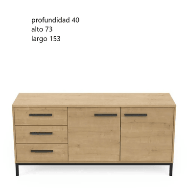 APARADOR TU MESITA ROSELL MELAMINA 18 MM 2 PUERTAS 3 CAJONES LARGO