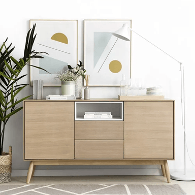 APARADOR TU MESITA ATOCHA MELAMINA 18 MM 2 PUERTAS 2 CAJONES CONTEMPORÉNEO 150 CM