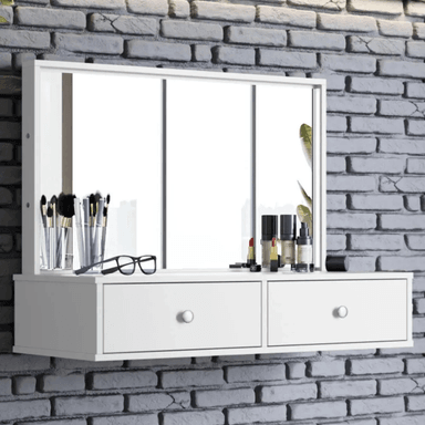 TOCADOR TU MESITA ARSENAL BLANCO 2 CAJONES FLOTANTE CON ESPEJO