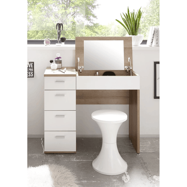 TOCADOR TU MESITA LIVERPOOL MARRÓN 4 CAJONES PRÁCTICO CON ESPEJO