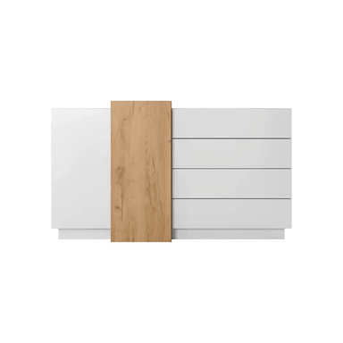 COMODA TU MESITA LABERRY MODERNA DUNA 2 PUERTAS 4 CAJONES BLANCO NEGRO