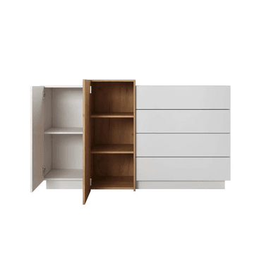 COMODA TU MESITA LABERRY MODERNA DUNA 2 PUERTAS 4 CAJONES BLANCO NEGRO - 3