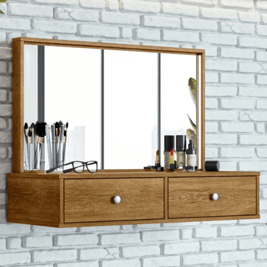 TOCADOR TU MESITA ARSENAL MARRÓN 2 CAJONES FLOTANTE CON ESPEJO