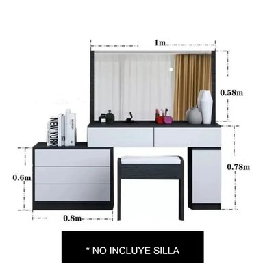 TOCADOR TU MESITA CAPÉ NEGRO CONTEMPORÁNEO BLANCO 160 CM - 4