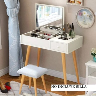 TOCADOR TU MESITA BRUSELAS BLANCO 1 CAJÓN NÓRDICO CON ESPEJO