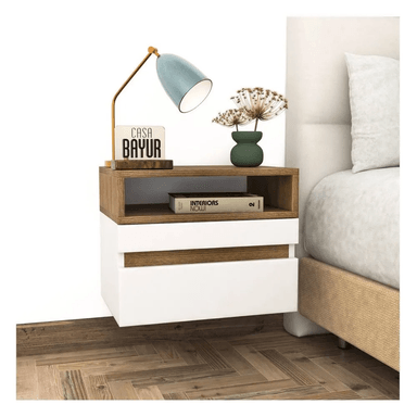 VELADOR TU MESITA FLOTANTE 1 CAJÓN LINUS MACADAMIA BLANCO