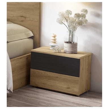 VELADOR NÓRDICO 2 CAJONES TU MESITA BEATRIZ COLOR DUNA/NEGRO