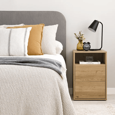 VELADOR TU MESITA RÚSTICO 2 CAJONES JOYCE MACADAMIA