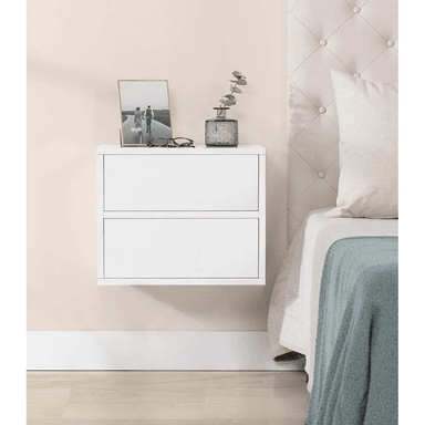 VELADOR TU MESITA FLOTANTE 2 CAJONES ORION BLANCO