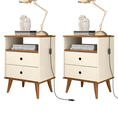 COMBO X2 MESA NOCHE TU MESITA 2 CAJONES CALIPSO BLANCO