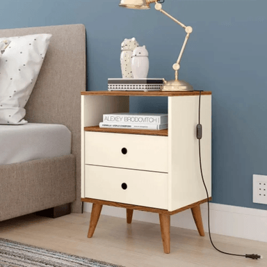 MESA NOCHE TU MESITA 2 CAJONES CALIPSO BLANCO