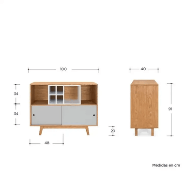 MUEBLE BAR TU MESITA AROM MODERNO DUNA 2 PUERTAS MARRON CLARO BLANCO - 3