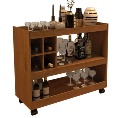MUEBLE BAR CON RUEDAS TU MESITA PRAGA COLOR MARRÓN