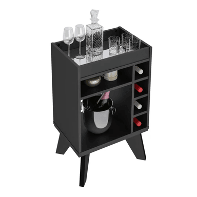 MINI BAR TU MESITA ARIES ORGANIZADOR DE BOTELLAS COLOR NEGRO - 2