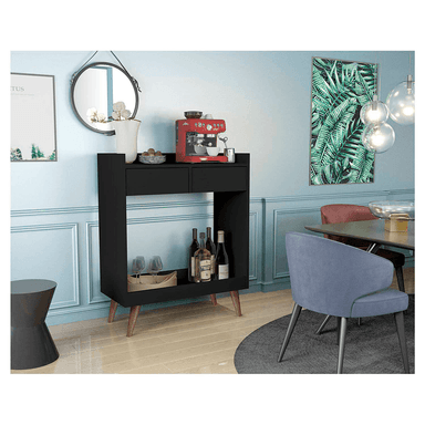 MUEBLE BAR TU MESITA MINIMALISTA LAKE ALMENDRA 2 CAJONES NEGRO BLANCO