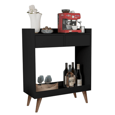 MUEBLE BAR TU MESITA MINIMALISTA LAKE ALMENDRA 2 CAJONES NEGRO BLANCO - 2