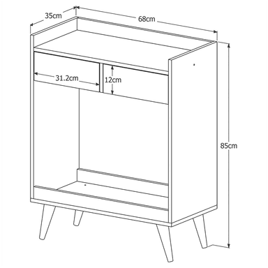 MUEBLE BAR TU MESITA MINIMALISTA LAKE ALMENDRA 2 CAJONES NEGRO BLANCO - 3