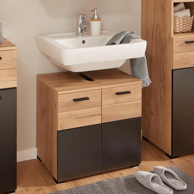 ARMARIO BAJO PARA BAÑO TU MESITA IRINA COLOR MARRÓN/NEGRO - 1