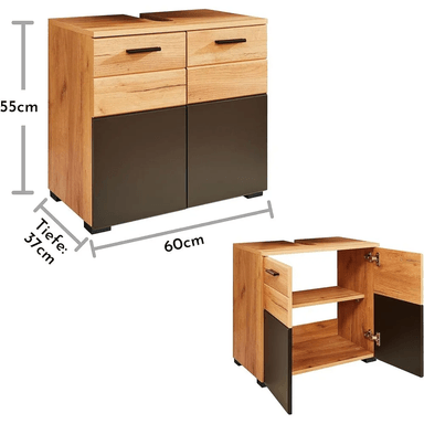 ARMARIO BAJO PARA BAÑO TU MESITA IRINA COLOR MARRÓN/NEGRO - 2
