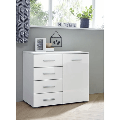 COMODA TU MESITA MORRISET CLASICA 1 PUERTA 4 CAJONES BLANCO