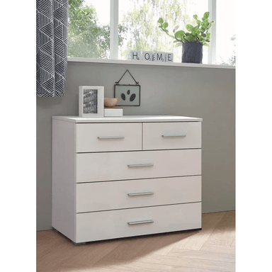 COMODA TU MESITA ALANIS CLASICA 5 CAJONES BLANCO