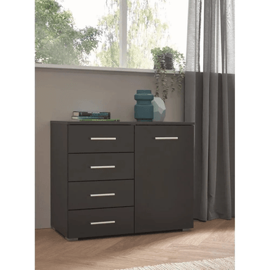 COMODA TU MESITA MORRISET CLASICA 1 PUERTA 4 CAJONES NEGRO