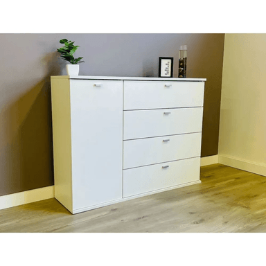 COMODA TU MESITA DAKAR CLASICA 1 PUERTA 4 CAJONES BLANCO