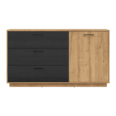 COMODA TU MESITA ALISSA CLASICA MACADAMIA 1 PUERTA 3 CAJONES MARRON NEGRO - 2