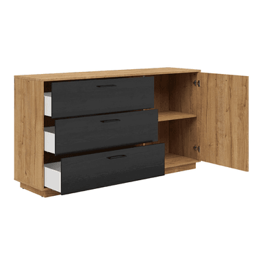 COMODA TU MESITA ALISSA CLASICA MACADAMIA 1 PUERTA 3 CAJONES MARRON NEGRO - 3