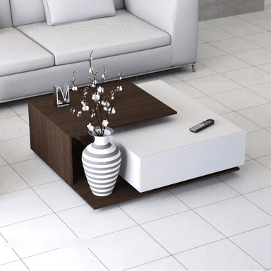 MESA DE CENTRO TU MESITA VIVIANA MODERNA BLANCO MARRÓN