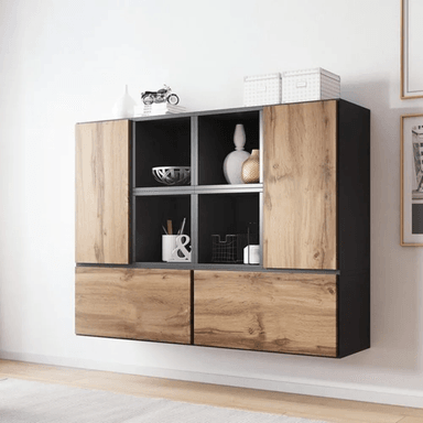 VITRINA FLOTANTE TU MESITA DYNAMO COLOR NEGRO/MACADAMIA