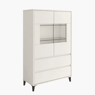 VITRINA TU MESITA LUCIO BLANCO 2 PUERTAS 2 CAJONES