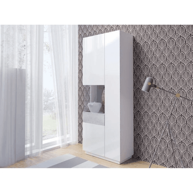 VITRINA TU MESITA SILKE BLANCO ALTA GRIS 2 PUERTAS
