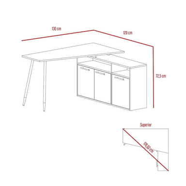 ESCRITORIO MODERNO TU MESITA ROCKY 130 CM X 130 CM DUNA/BLANCO 3 PUERTAS - 2