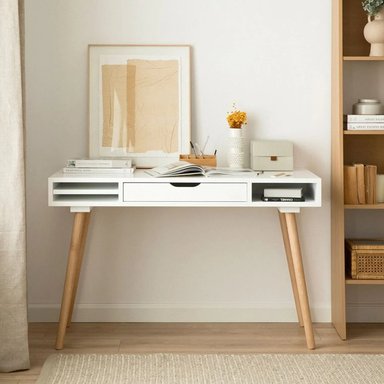 ESCRITORIO TU MESITA BERLIN 120 CM X 60 CM BLANCO VINTAGE BERLÍN 1 CAJÓN